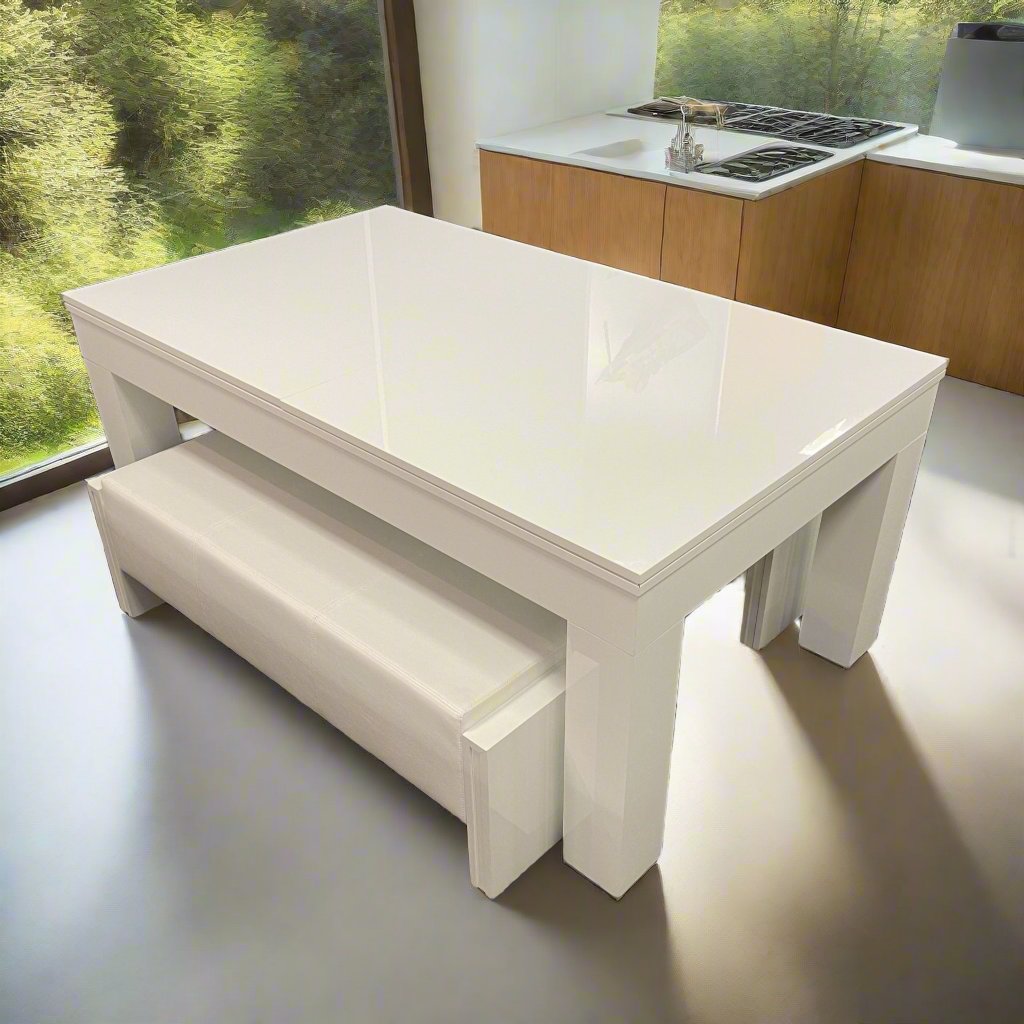 Duo Milano Pool Dining Table - White Gloss - 6ft & 7ft