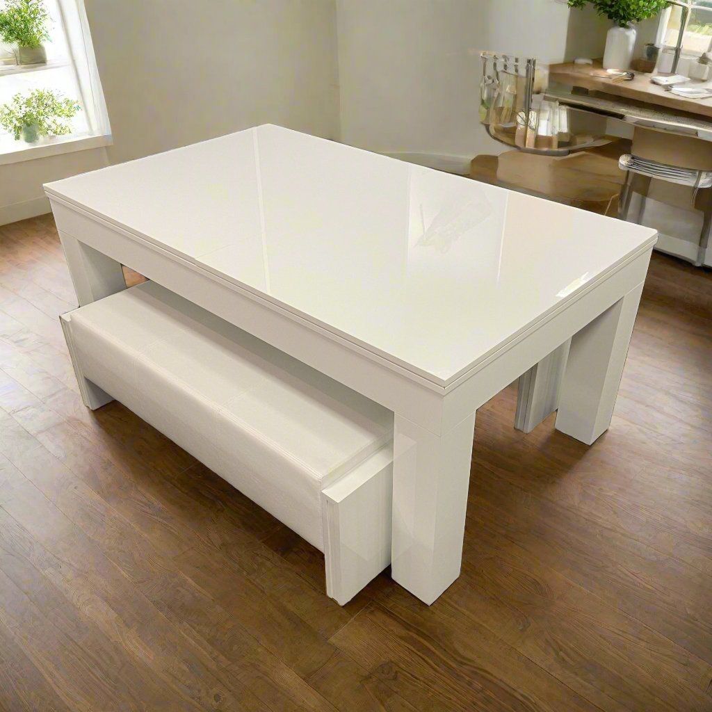Duo Milano Pool Dining Table - White Gloss - 6ft & 7ft