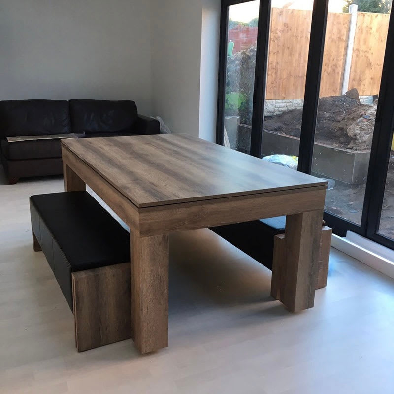 Duo Milano Pool Dining Table - Rustic Oak - 6ft