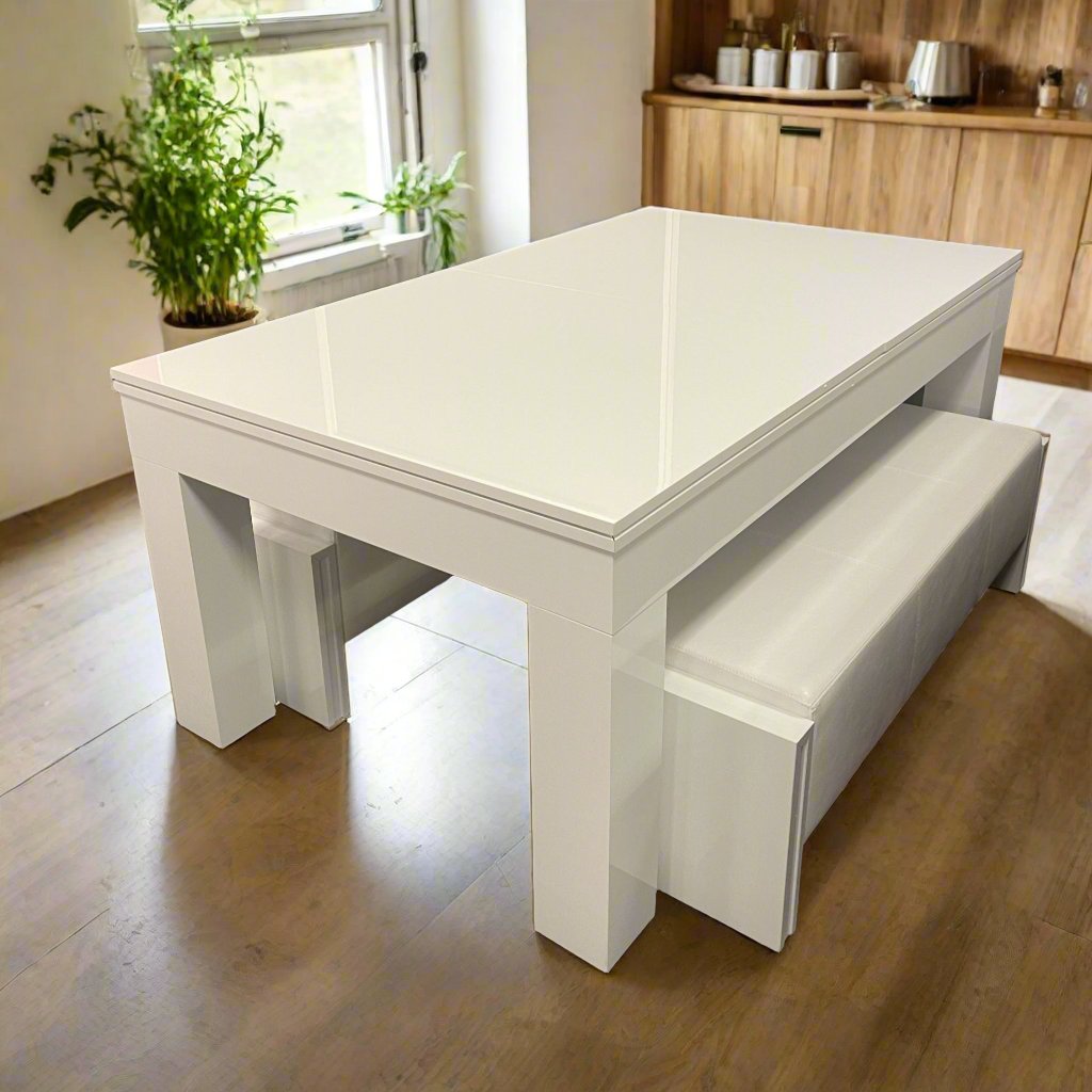 Duo Milano Pool Dining Table - White Gloss - 6ft & 7ft