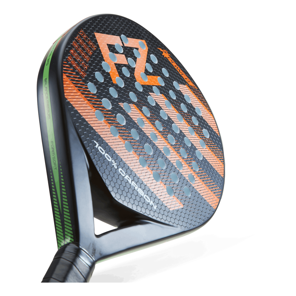 Close-up of the textured face on the FZ FORZA Blast Spin padel racket