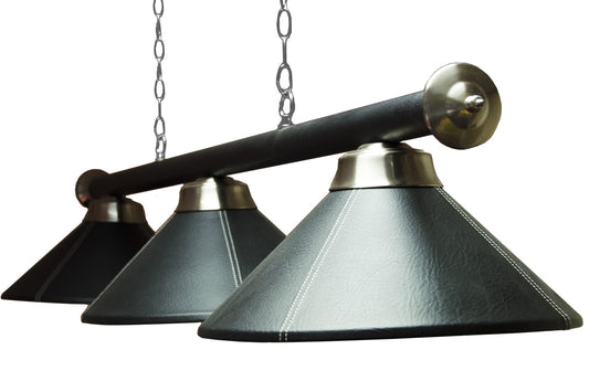 3-Light Black Leather Pool Table Lighting Bar
