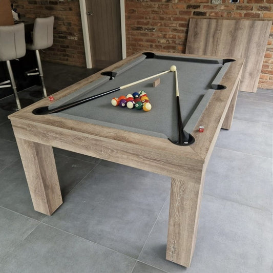 Duo Milano Pool Dining Table - Rustic Oak - 6ft & 7ft