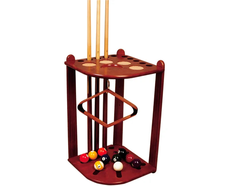 Corner Cue Stand | 10 Cues |  Honey Maple Finish