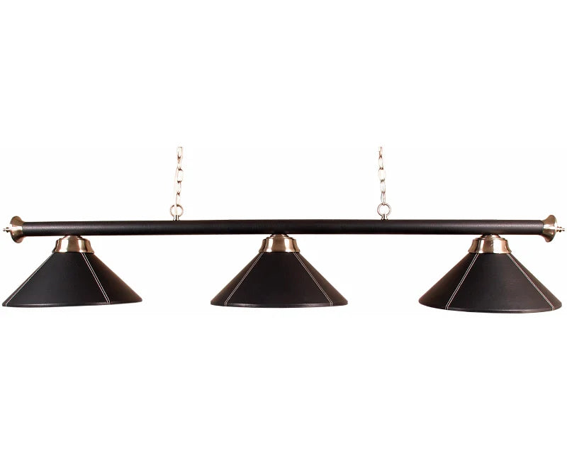 3-Light Black Leather Pool Table Lighting Bar