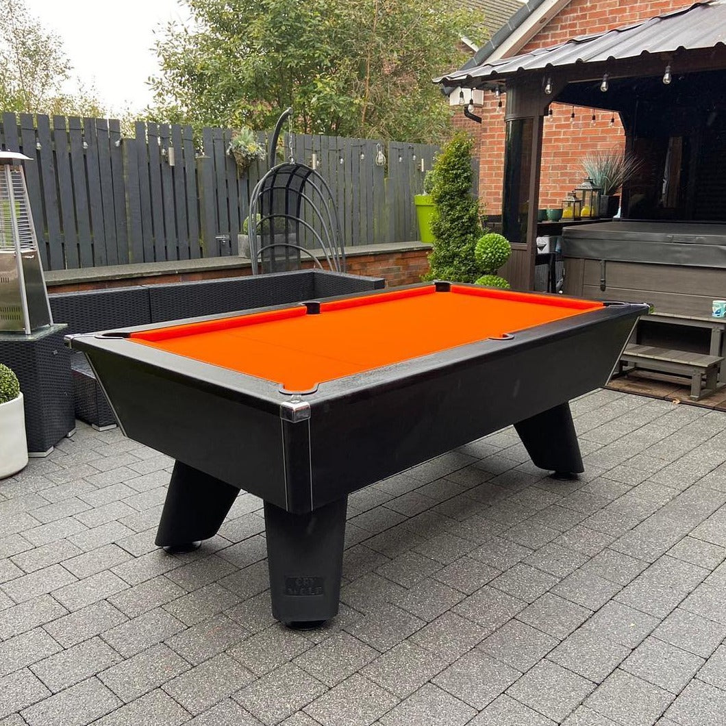 Cry Wolf Outdoor Slate Pool Table Matte Black 6ft & 7ft Deluxe
