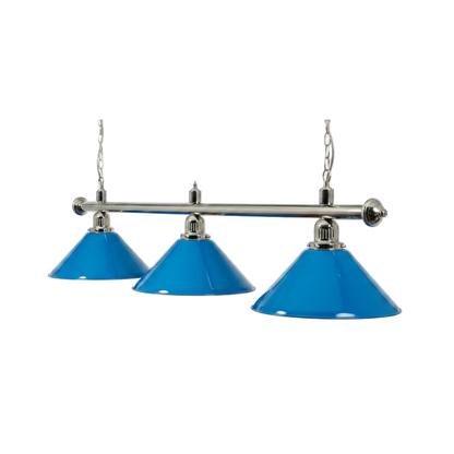 Chrome Blue Pool Table Light | 3 Lamp