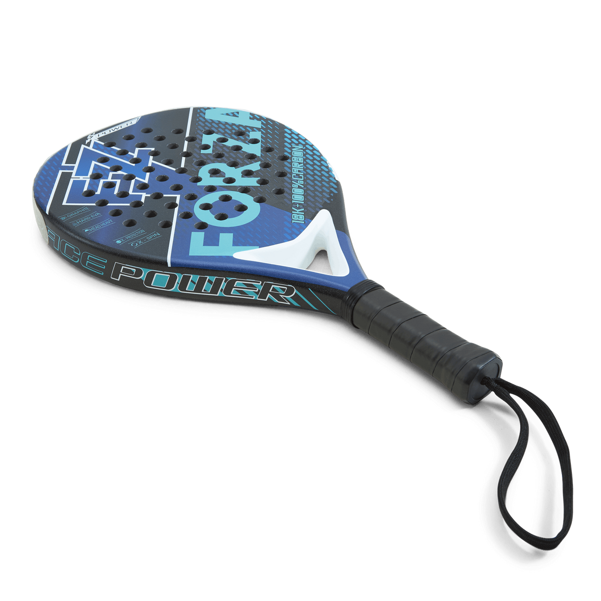 FZ FORZA Brace Power padel racket shown at an angle with its handle and wrist strap