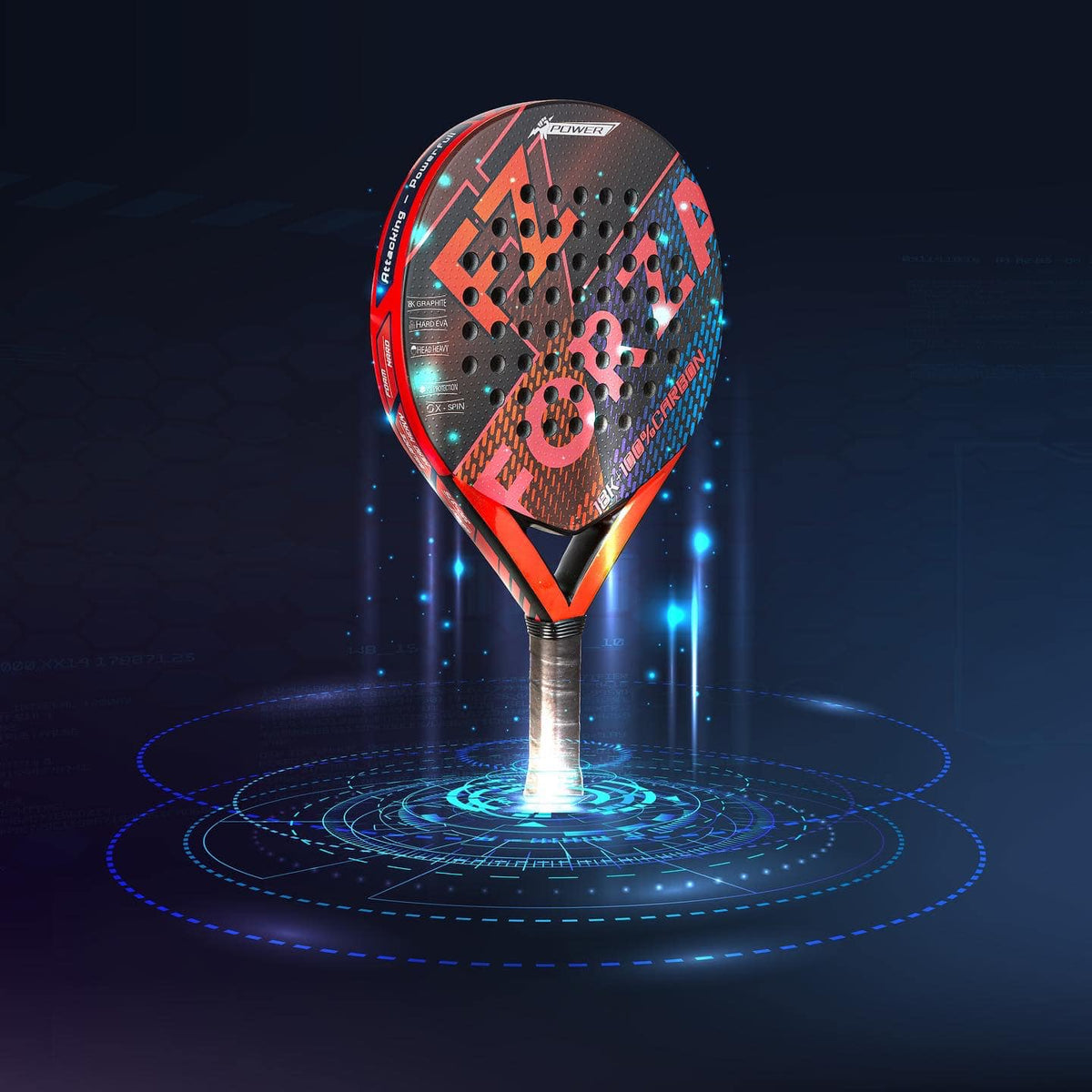Detail view of the FZ FORZA Brace Spin padel racket